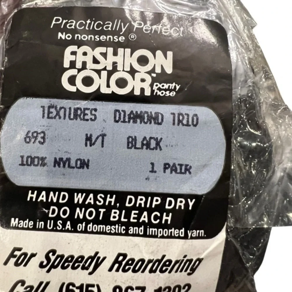 NO NONSENSE Fashion Color Practically Perfect Pantyhose 2 PAIRS Black Medium‎